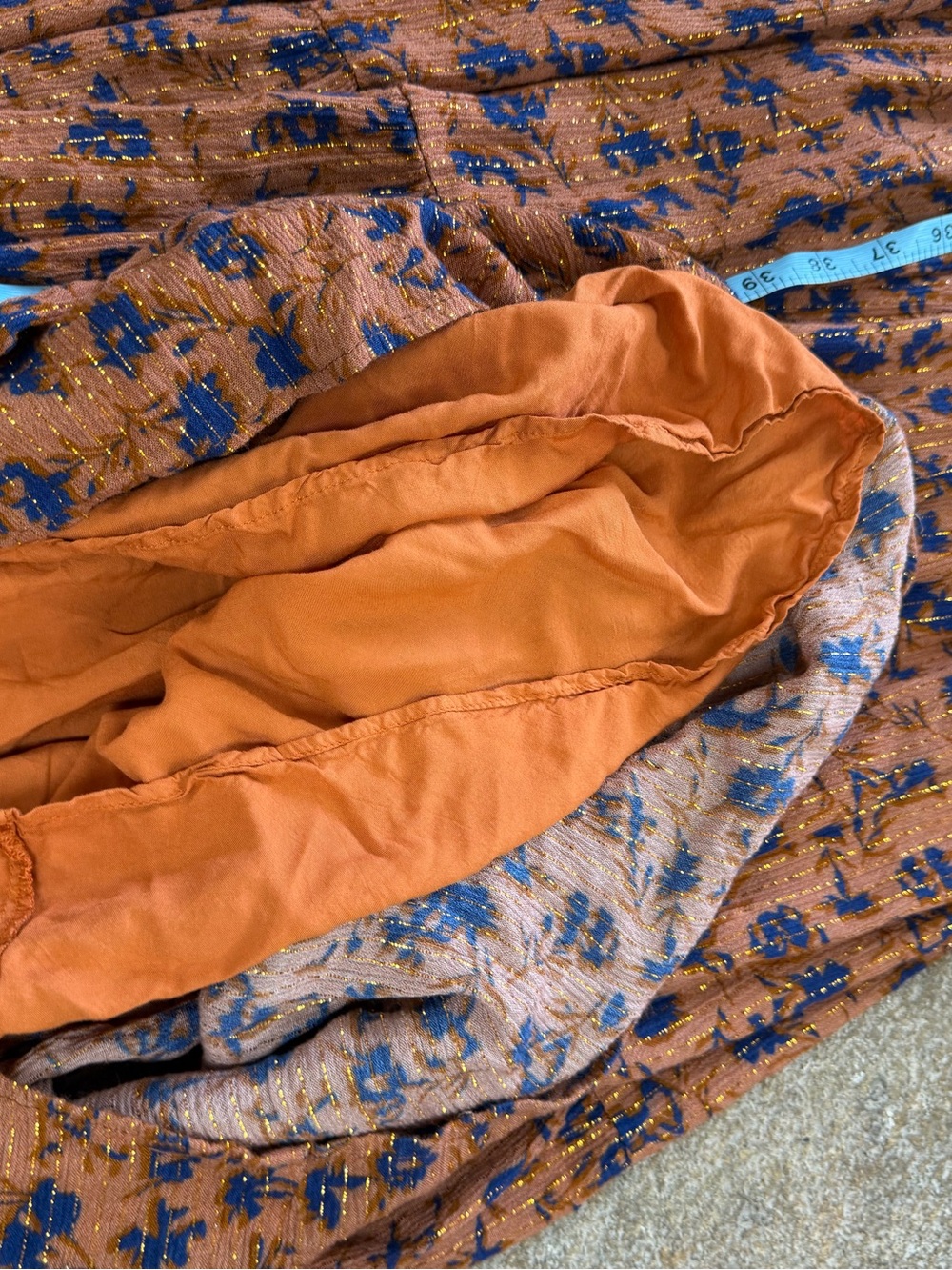 Jen’s Pirate Booty Rust Floral Maxi Boho Dress with Deep V-Neck OBO Glitter Gold - Picture 13 of 13